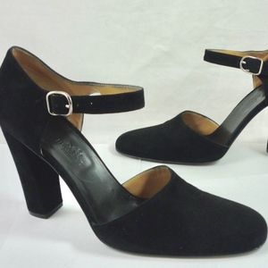 Hermes Ankle Strap Suede Leather Pumps Heels NEW